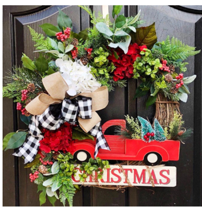 Rattan Circle Simulation Christmas Wreath Door Hanging Wreath Pendant