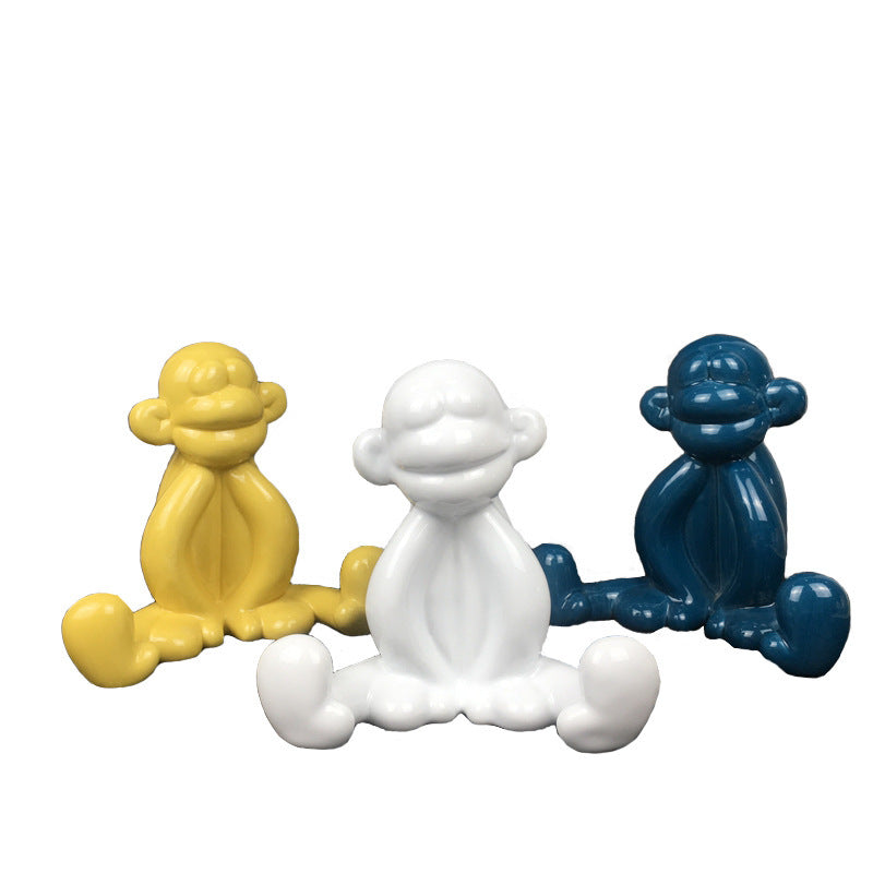 Balloon ceramic monkey ornament
