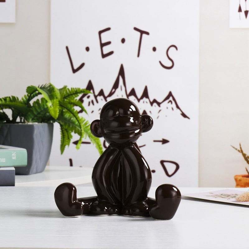 Balloon ceramic monkey ornament