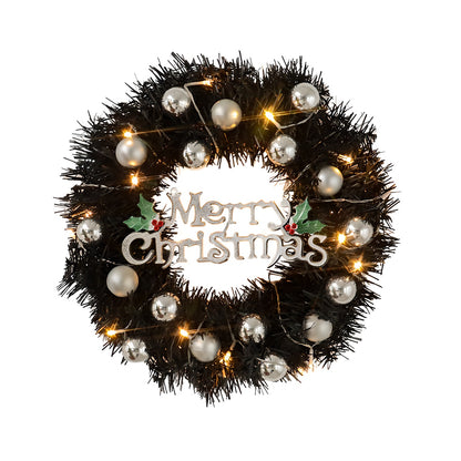 Wreath With Merry Christmas Sign,Artificial Christmas Door Wreath Decorative Shatterproof Hanging Ornament Wreath For Holiday Home Party Decorations