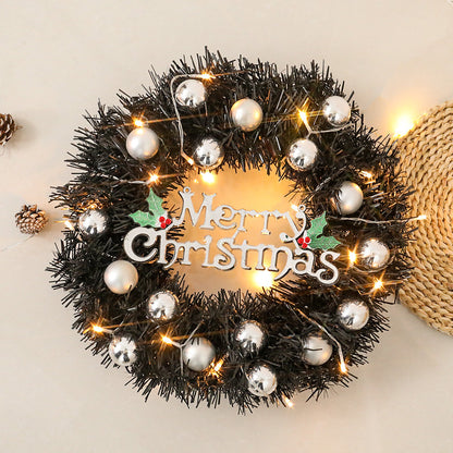 Wreath With Merry Christmas Sign,Artificial Christmas Door Wreath Decorative Shatterproof Hanging Ornament Wreath For Holiday Home Party Decorations