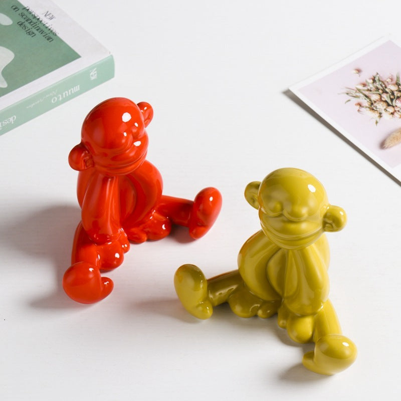 Balloon ceramic monkey ornament