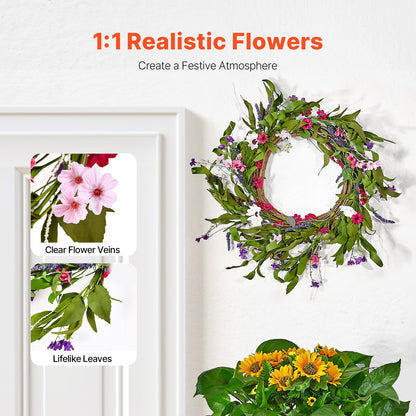 Artificial Decorative Wreath 22 In With Daisies Year Round Wreath