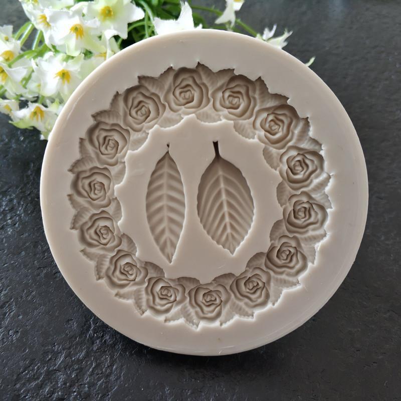 Rose Wreath Leaf Wreath Silicone Fondant Mould
