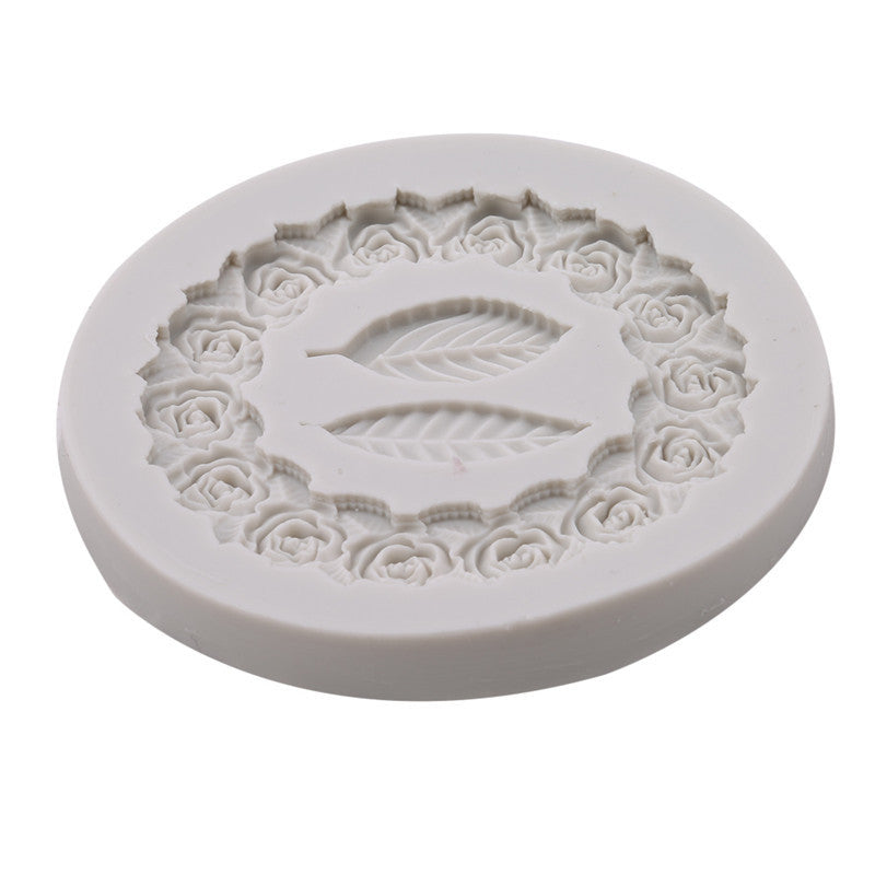 Rose Wreath Leaf Wreath Silicone Fondant Mould
