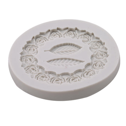 Rose Wreath Leaf Wreath Silicone Fondant Mould