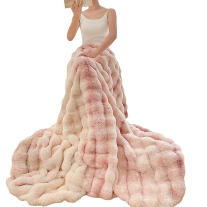 Foreign Trade Rabbit Blanket Fur Rabbit Velvet Blanket High Luxury Rabbit Velvet Blanket Blanket Pillow Winter Velvet Blanket