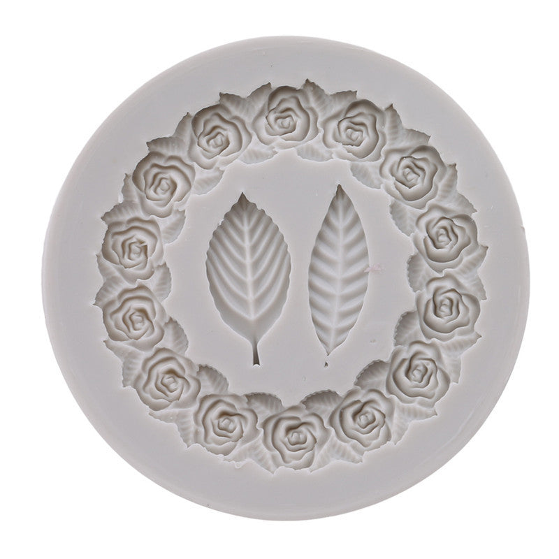 Rose Wreath Leaf Wreath Silicone Fondant Mould
