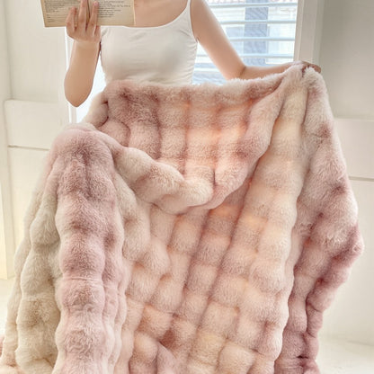 Foreign Trade Rabbit Blanket Fur Rabbit Velvet Blanket High Luxury Rabbit Velvet Blanket Blanket Pillow Winter Velvet Blanket
