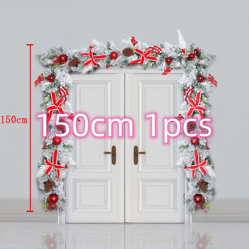 New Flocking Wreath Outdoor Decoration Door Hanging Christmas Wreath Rattan