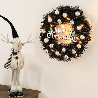 Wreath With Merry Christmas Sign,Artificial Christmas Door Wreath Decorative Shatterproof Hanging Ornament Wreath For Holiday Home Party Decorations